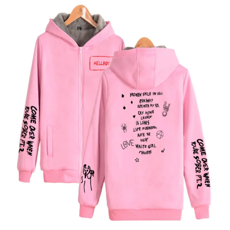 Горячая Распродажа хип-хоп Kawaii толстовки на молнии свитшоты lil peep Harajuku Kpop Женская/мужская одежда топы с принтом размера плюс 4XL - Цвет: pink1