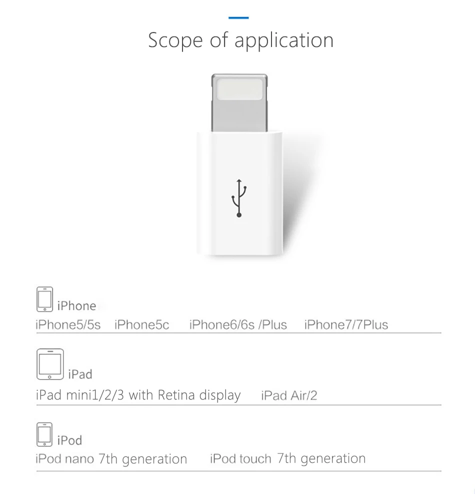 !ACCEZZ Mini OTG Lighting To Micro USB Adapter For Apple For iPhone XS MAX XR X 7 8 6S 6 Plus Data Sync Charger Cable Connector (16)