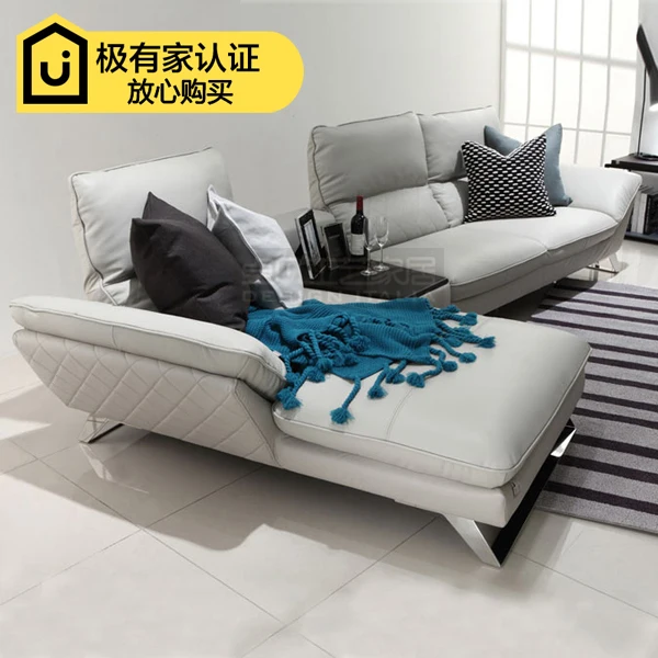 cow real leather sofa sectional living room sofa corner home furniture couch L shape functional backrest and stainless steel leg