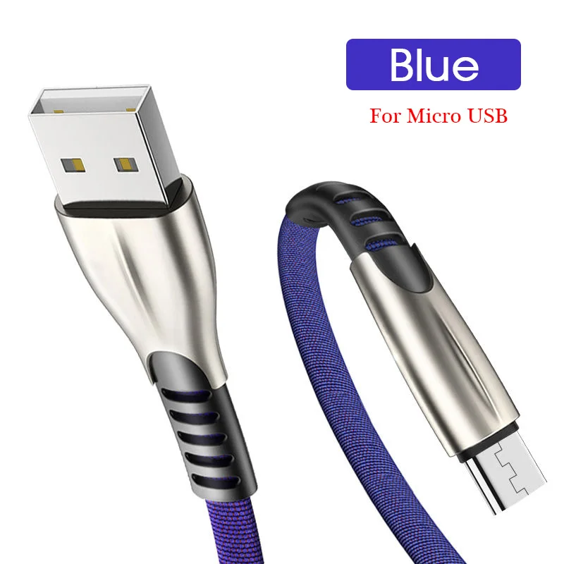 Кабель для быстрой зарядки 1 м 2 м type C type-C type C Micro USB кабель мобильного телефона USB шнур 3A нейлоновое зарядное устройство данные андроида линия - Цвет: Blue-Micro