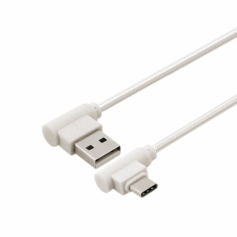 Белый USB 3,1 type C Мужской 90 градусов прямоугольный USB 2,0 Тип A быстрая зарядка и синхронизация данных нейлоновые плетеные кабели для мобильных телефонов горячая распродажа - Цвет: Белый