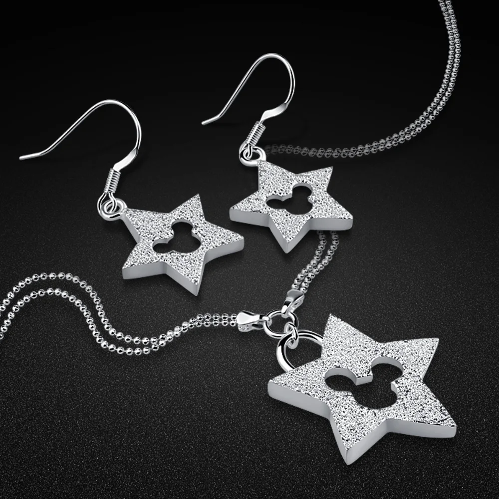 

Ювелирные изделия 925 серебро Вселенная звезда кулон ожерелье Набор Мода ожерелье/серьги ключицы цепь для женщин роскошный подарок