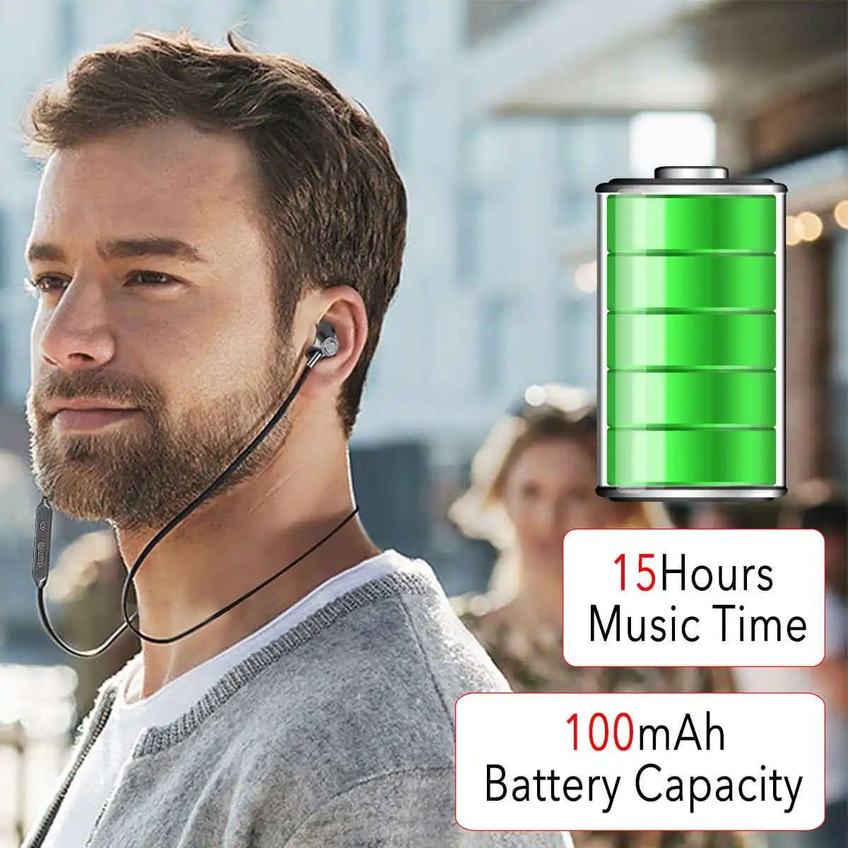 Bluetooth беспроводные наушники водонепроницаемые спортивные магнитные шейные 15 часов CVC/DSP шумоподавление наушники гарнитура