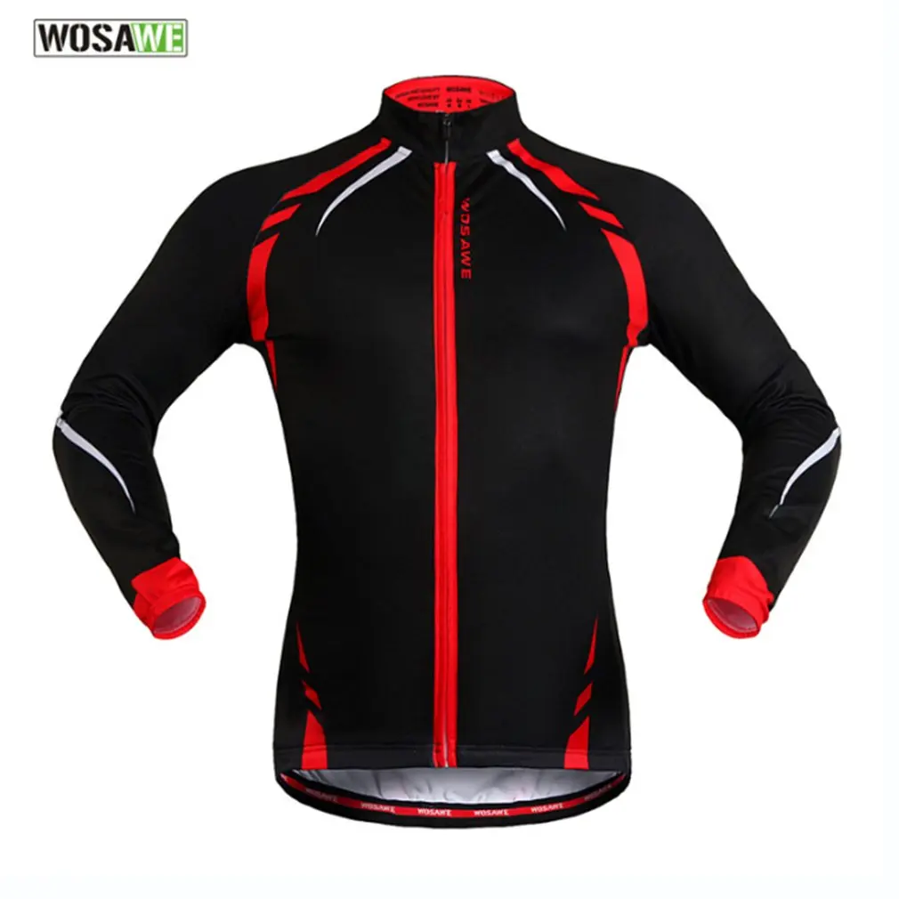 Red WOSAWE BC274 осенне-зимняя куртка унисекс для велоспорта, теплая куртка с длинным рукавом и флисовой подкладкой, ветровка для велоспорта, плащ-Пыльник для велоспорта - Цвет: Red