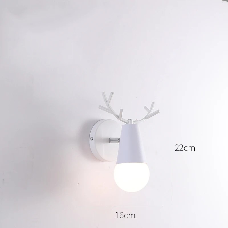 White 1 Head Современный светодиодный настенный светильник с рогами, лофт, спальня, прикроватная тумбочка для гостиной, скандинавский светодиодный настенный светильник, освещение, украшение интерьера, подвесной светильник - Цвет абажура: White 1 Head