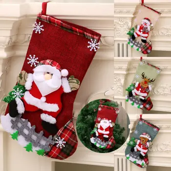 

Christmas Stockings Bedside Hanging Socks Kids Candy Santa Gift Package Stocking
