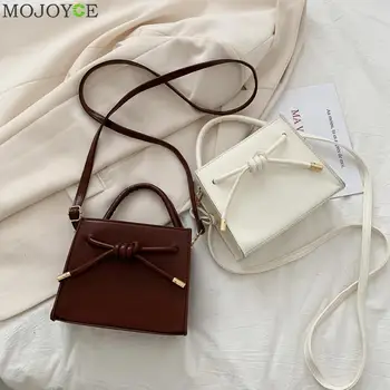 

Bow Tie Women PU Leather Handbags Simple Elegant Female Solid Color Shoulder Crossbody Messenger Bags