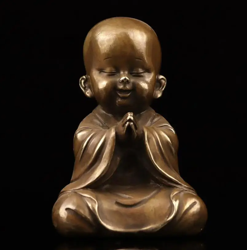 

China brass archaize Small monk crafts statue