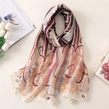 

2019 Silk Scarf Women Soft Shawls Scarves Pattern Fashion Accessories gifts seaside pashmina
