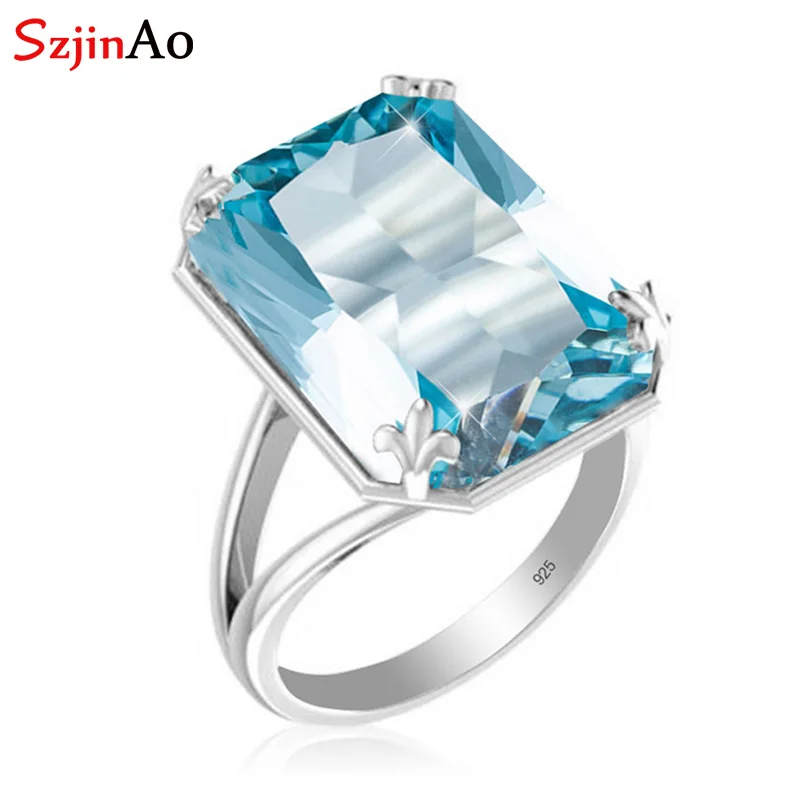 Szjinao 925 пробы серебряные кольца для женщин квадратное небесно