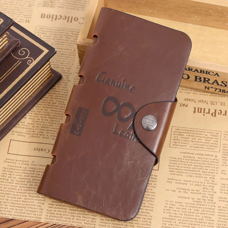 

Long Leather Genuine Men's Wallet with Clasp Design Coin Purse Card Holder Male Long Men Handbags Vintage Crazy Horse Wallets