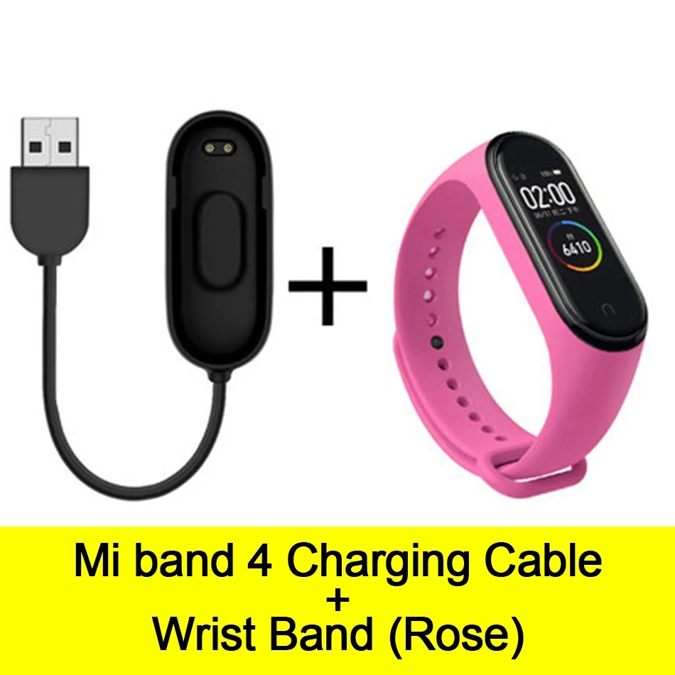 Usb-кабель для зарядки mi Band 4, шнур для зарядного устройства, Сменный Адаптер для Xiao mi Band 4, NFC, линия для зарядки+ браслеты - Цвет: Cable-Rose