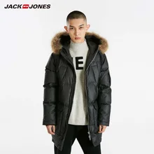 JackJones зимний мужской длинный пуховик с капюшоном и меховым воротником, теплое пальто, мужская одежда 218412543
