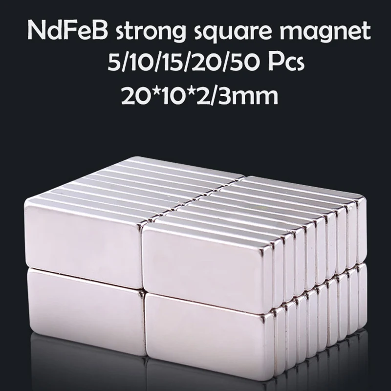 

5/10/15/20/50Pcs 20x10x2/3mm Neodymium Magnet 20mm x 10mmx2 N35 NdFeB Block Super Powerful Strong Permanent Magnetic imanes Disc