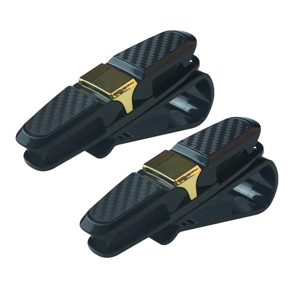 2 PCS Car Sun Visor Clip Holder Carbon Fiber Sunglasses Holder Clip Glasses Cage Storage Auto Accessories