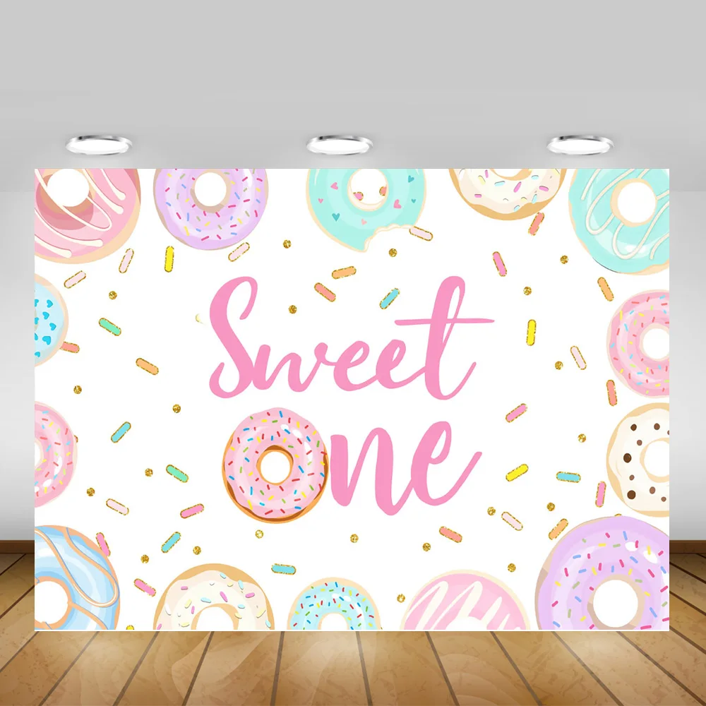 Sweet Birthday Party Backdrop Decoration Props Newborn Baby Donuts 1st Background Photography Dessert Counter Banner | Электроника