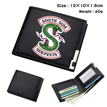 

South Side Double-headed Snake Black Leather Student Coin Purse Short Wallet Card Package Dropshipping