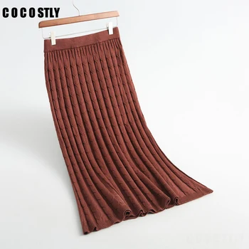

2019 Women Autumn Wool Skirts High Waist Knitting Women Long Skirt Saias Women Pencil Skirt Jupe Femme Faldas