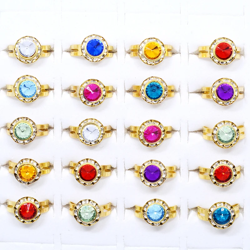 30 Anillos De Diamantes De Colores Para Niños | Ajustables Y Brillantes Para Fiestas Y Disfraces