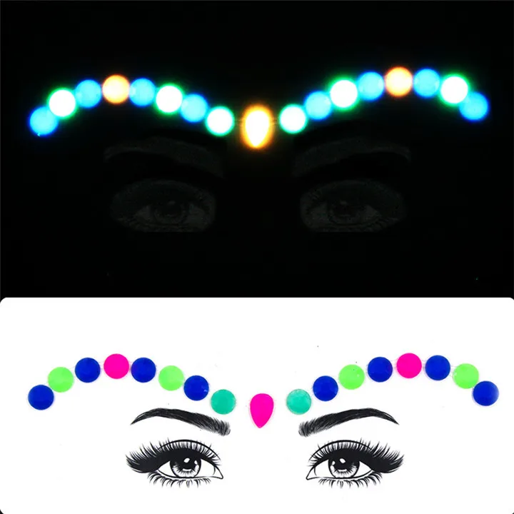 3  Luminous Chest Face Stickers For Women Masquerade Party Decor  Resin Diamond Crystal Diy Eyebrow Eye Face Jewelry Sticker Crafts