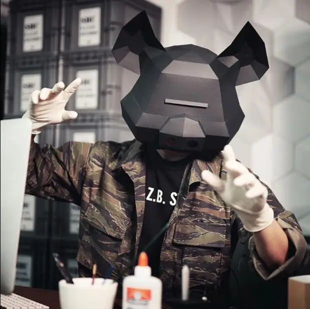 

Creative Pig Paper 3D DIY Material Manual Creative Head Mask Party Masquerade Show Props #2526 Lovely Tide Hand Made Cute Mask