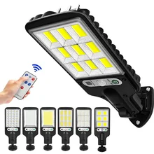 Lampadaire solaire LED COB + SMD, 3 modes d'éclairage, imperméable, capteur de mouvement, éclairage de sécurité pour jardin Patio 