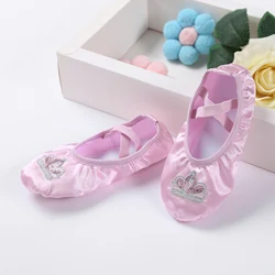 #26-32 Kids Girls Ballet Dancing Shoes Elastic Band Soft-Soled Satin Cat Claw Sequins Shoes for Dance Practice Stage Performance