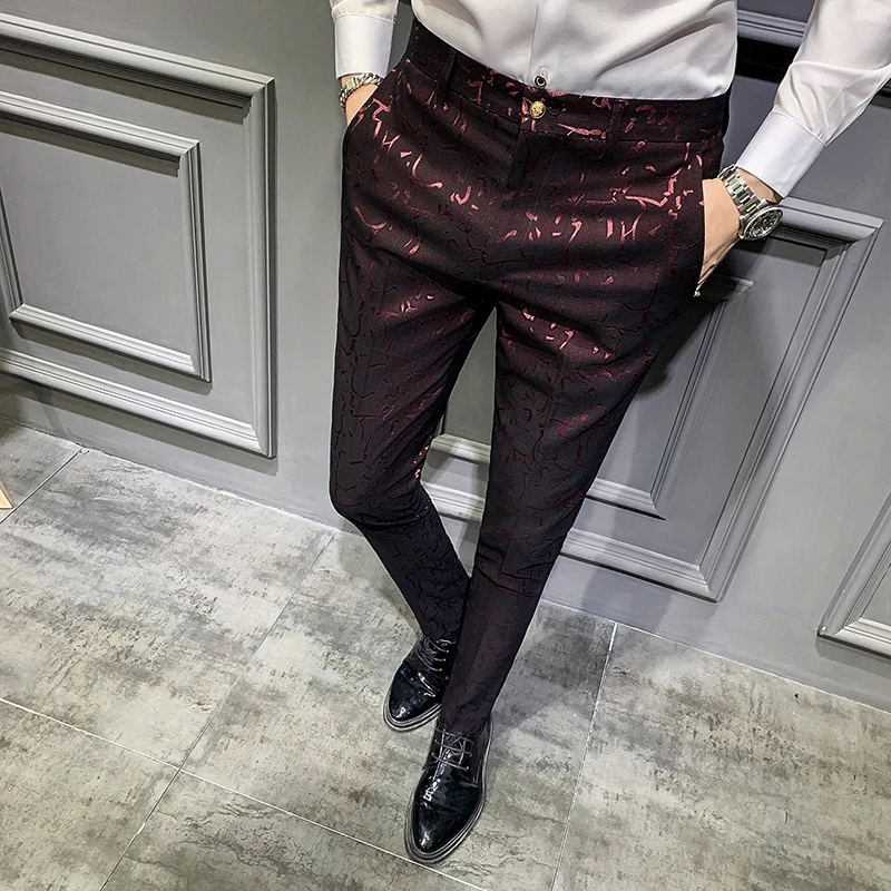 Classic Jacquard Suit Pants Spring Men Social Trousers Slim Business Casual Formal Pants Office Suit Trousers Men business pants suit pants men pants