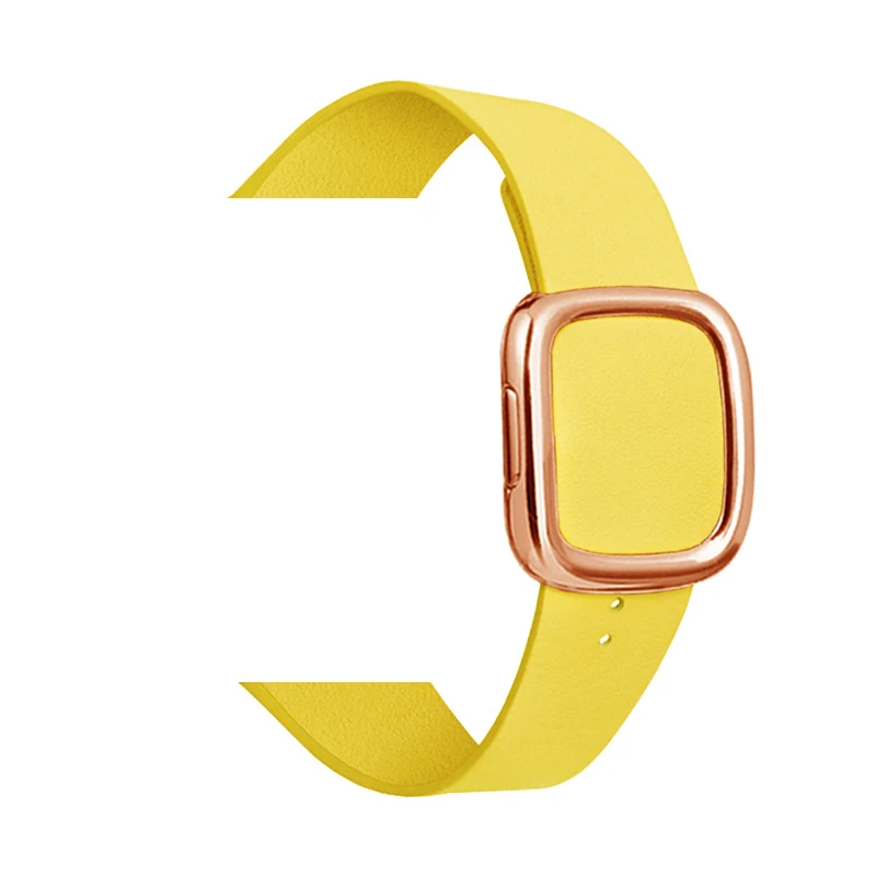 Кожаный ремешок современный Стиль ремешок для apple watch 5 группа 4 44/40 мм браслет аксессуары для наручных часов iWatch серии 3/2/1 42/38 мм - Цвет ремешка: Yellow 3