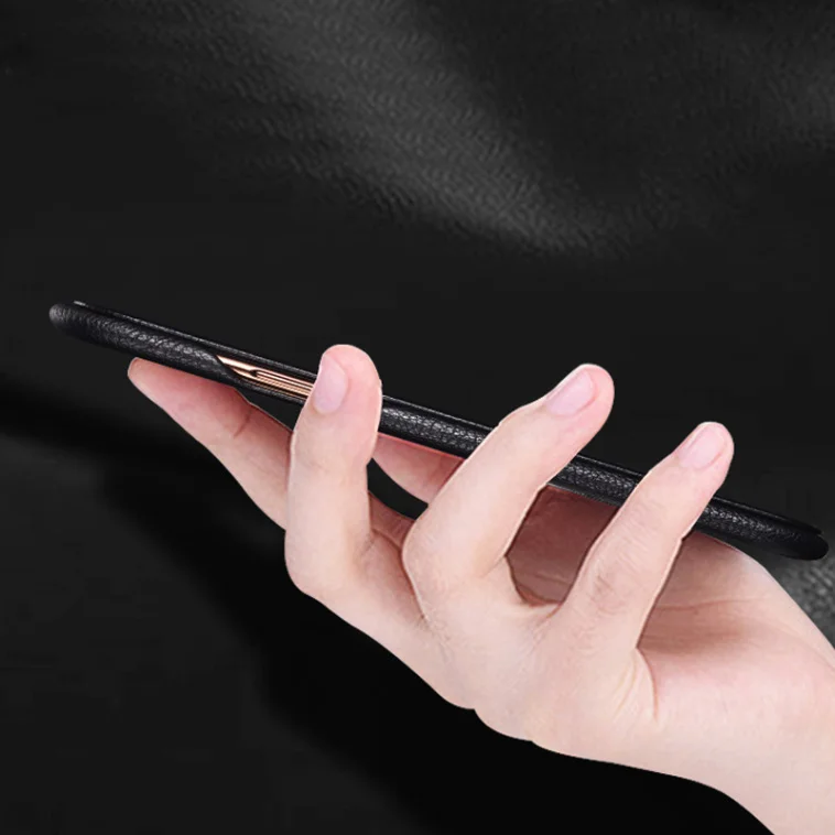 CKHB Flip Lichee Pattern Cowhide Leather Case For iPhone 11 Pro Max Luxury Folio Leather Case Cover For iphone Xs Max XR 8 Plus