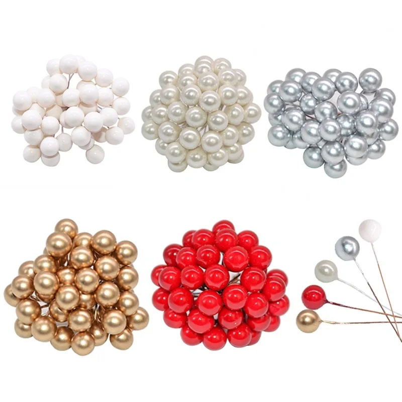 100pcs 10mm Mini Plastic Berry Bouquet Artificial Flowers for Wedding Decoration Scrapbooking DIY Bride Wreath Fake Flower 85