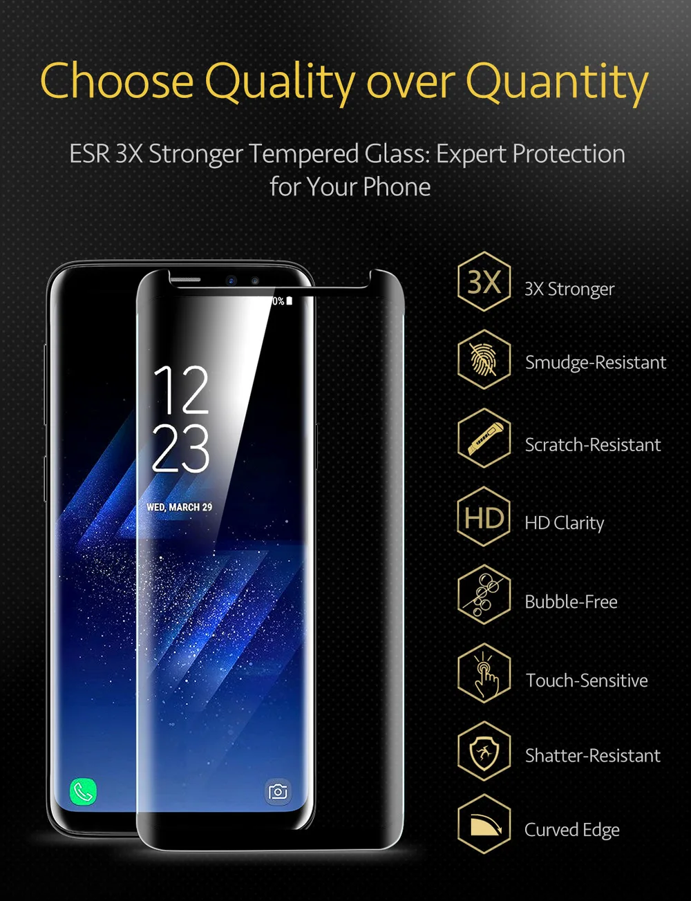ESR Защита экрана для samsung Galaxy S9 S9 Plus полное покрытие закаленное стекло 9H 3D изогнутый защитный чехол