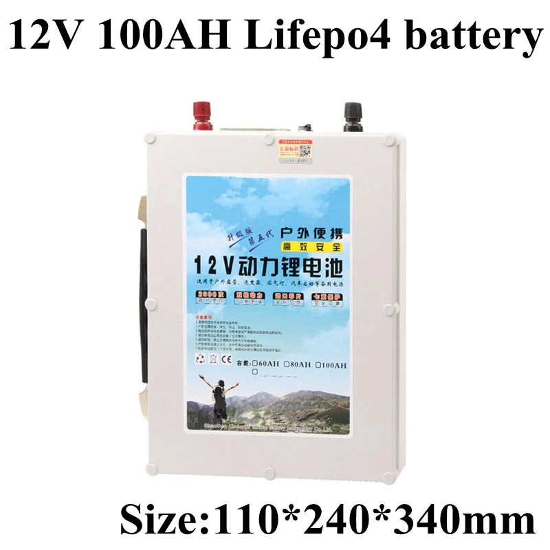 Аккумуляторная LiFepo4 12V 100Ah литиевая ионная батарея для EV Solar Street Light RV Caravan морская