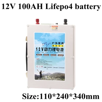 

Rechargeable LiFepo4 12V 100Ah Lithium Ion Battery for EV Solar Street Light RV Caravan Marine Golf Cart+5A Charger +Bag