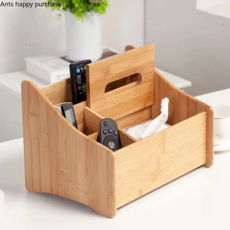 Bamboo Wood Remote Control Storage Box Living Room Office Desk Tea Set Entrance Key Sundries Finishing Box Tissue Box Storage 2