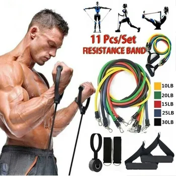 

11pcs/set Fitness Resistance Tube Band Yoga Gym Stretch Pull Rope Exercise Training Expander Door Anchor With Handle Ankle Strap