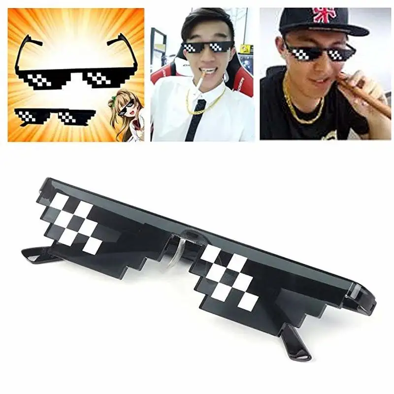 1 шт. мозаика 8 бит Thug Life солнцезащитные очки пиксельные для мужчин и женщин очки для вечеринки UV400 Винтажные очки унисекс подарок игрушка водительские очки