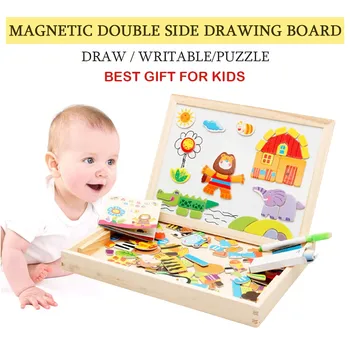 

Animal Multifunctional Drawing Writing Board Magnetic Puzzle Double Easel Learning Toy Kids toys Juguetes Brinquedos игрушки