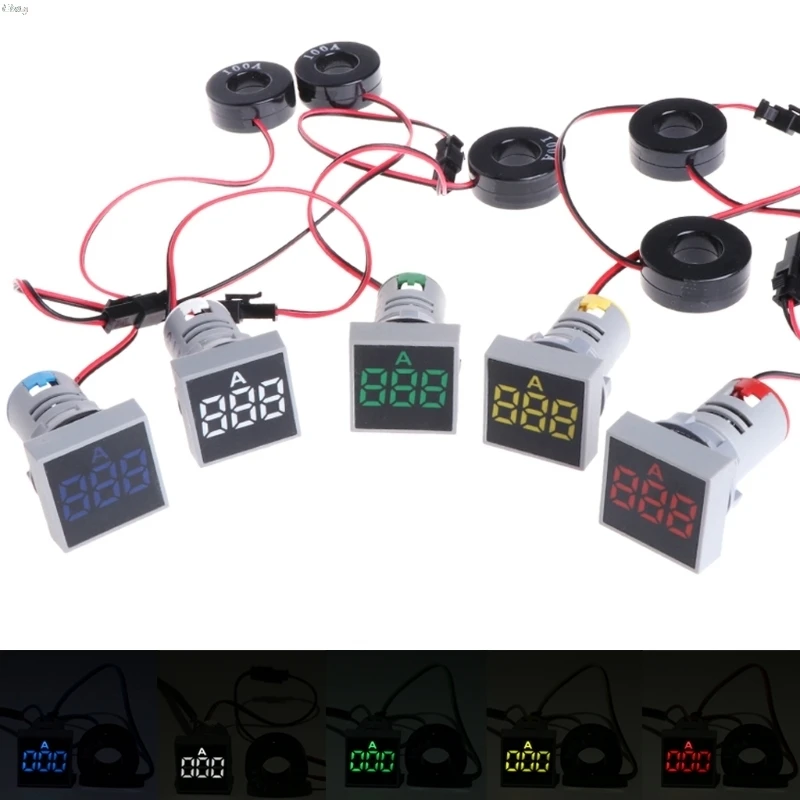 22 мм 0-100A цифровой амперметр измеритель тока индикатор светодиодная лампа квадратный сигнальный светильник l29k