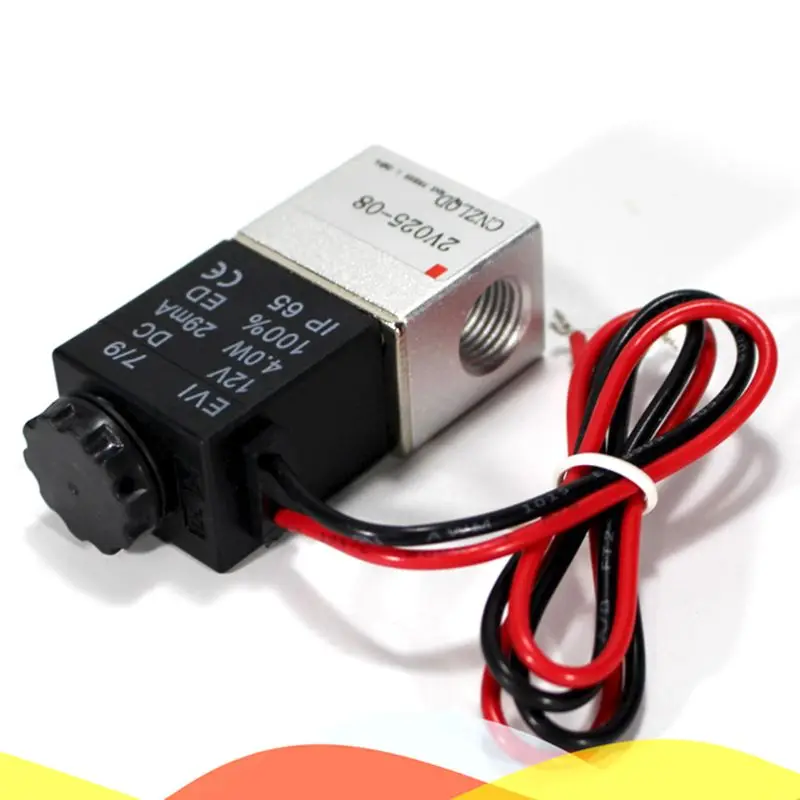 

2V025-08 Air Pneumatic Valve 1/4" Electromagnetic Solenoid Valve DC12V/DC24V/AC220V Voltage