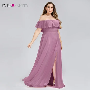 

Plus Size Boat Neck Pink A Line Bridesmaid Dresses Vestidos De Madrinha Ever Pretty EP00968 Formal Dress For Wedding Party 2020