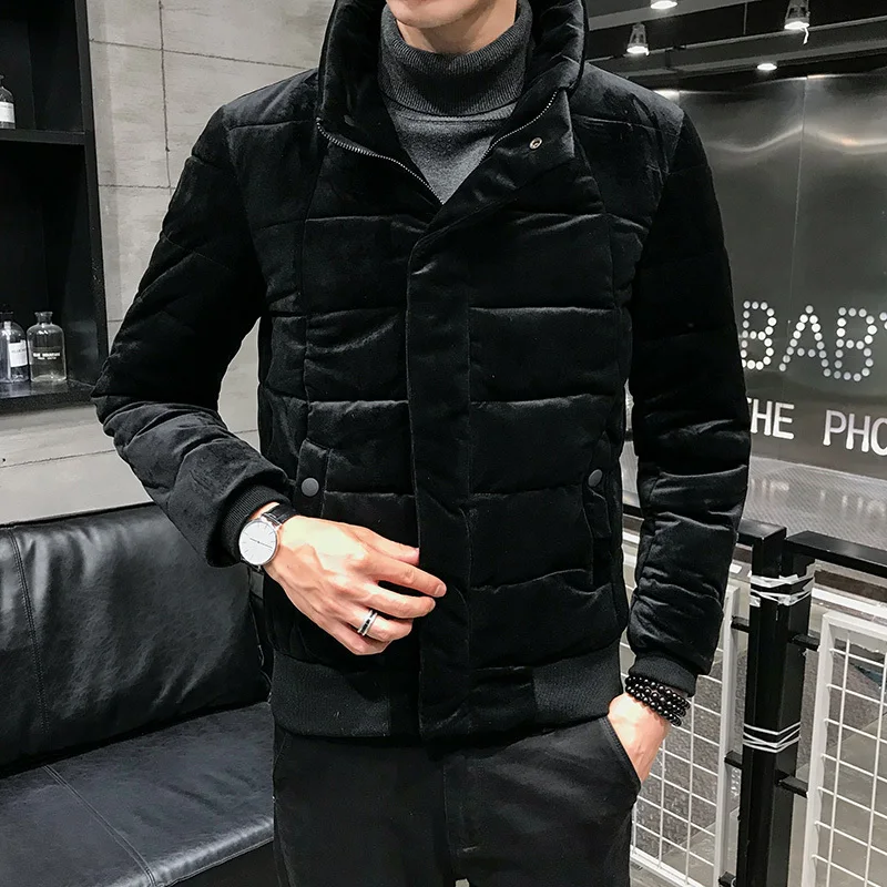 black Новинка, зимние куртки, Мужская парка на молнии со стоячим воротником, Homme Casaca Homem Veste Homme Hiver, повседневное теплое пальто, мужские куртки Hombre - Цвет: black