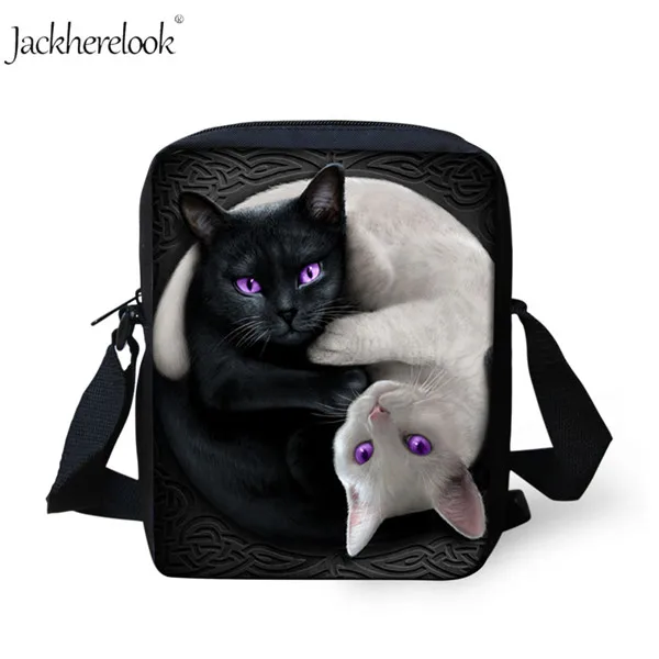 Jackhereook Черный Инь Ян кошки школьные рюкзаки для девочек милый детский рюкзак для котенка для мальчиков книжные сумки для начальной школы Студенческая сумка детские подарки - Цвет: HK863E