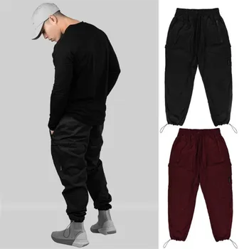 

Joggers Pencil Pants Side Pockets Sweatpants Mens Hip Hop Solid Slim Trousers Autumn New Male Casual Fashion Cotton Trackpants