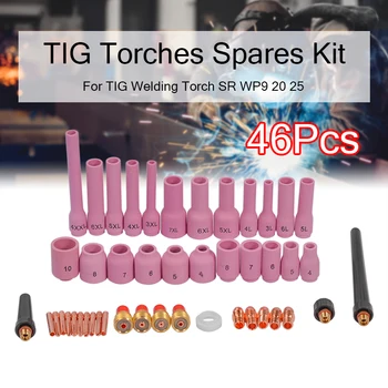 

46Pcs TIG Gas Lens Collet Body Assorted Size Kit For TIG Welding Torch SR WP9 20 25 TIG Welding Torches Tools Set