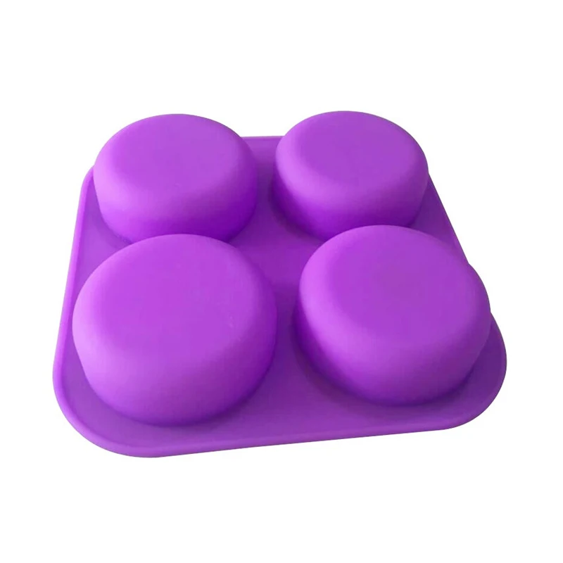 4 Cavity Round Circles Silicone Soap Molds Cake Decorating Tools Chocolate Fondant Muffin Baking Soap Molds Heat Resistant