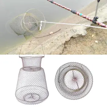 

Metal Wire Fishing Net Fish Crabs Squid Shrimp Mesh Cage Cast Net Fishing Trap Network Foldable Fishing Net Tackle Outdoor