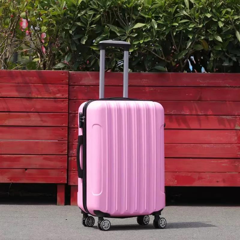 ABS Комплект багажных сумок на колесиках Дорожный чемодан на колесиках с колесами для переноски багажа 2" большая сумка 20 дюймов каюта чемодан для девочек женская сумка - Цвет: pink