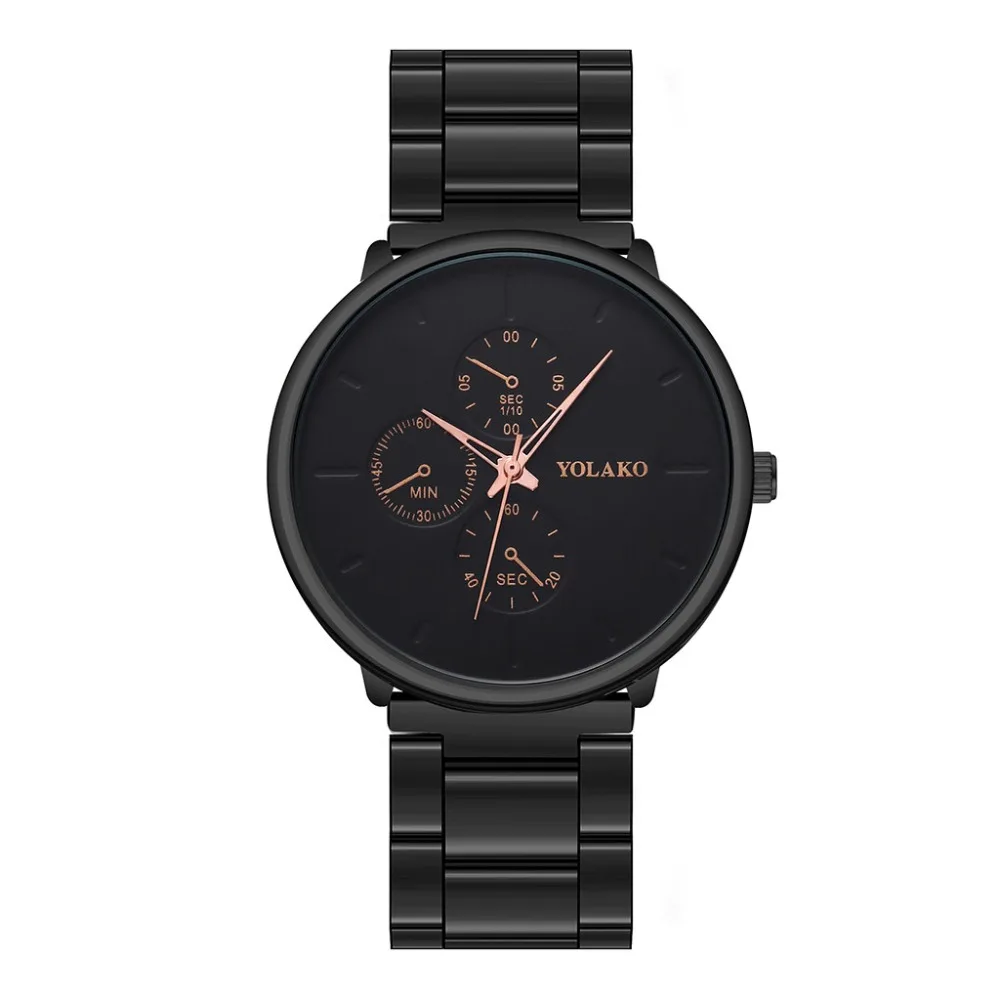 YOLAKO мужские часы наручные часы для мужчин простой стиль Мужские часы сплав наручные часы с ремешком-сеткой простые поддельные трехглазые повседневные часы