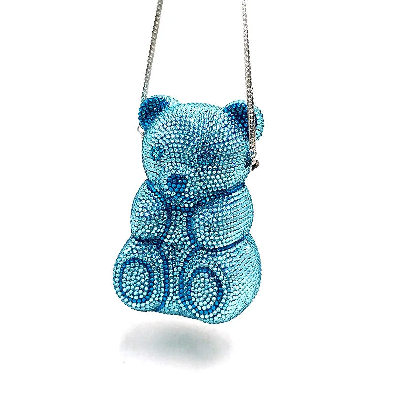 Bridal wedding party women evening party bag animal cute lovely Teddy bear top quality clutches elegant classical crystal purses women evening bag
